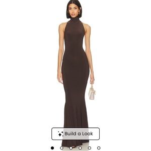 Norma Kamali Chocolate Halter Maxi Dress